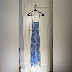 Blue Tie-Dye Maxi Beach Dress